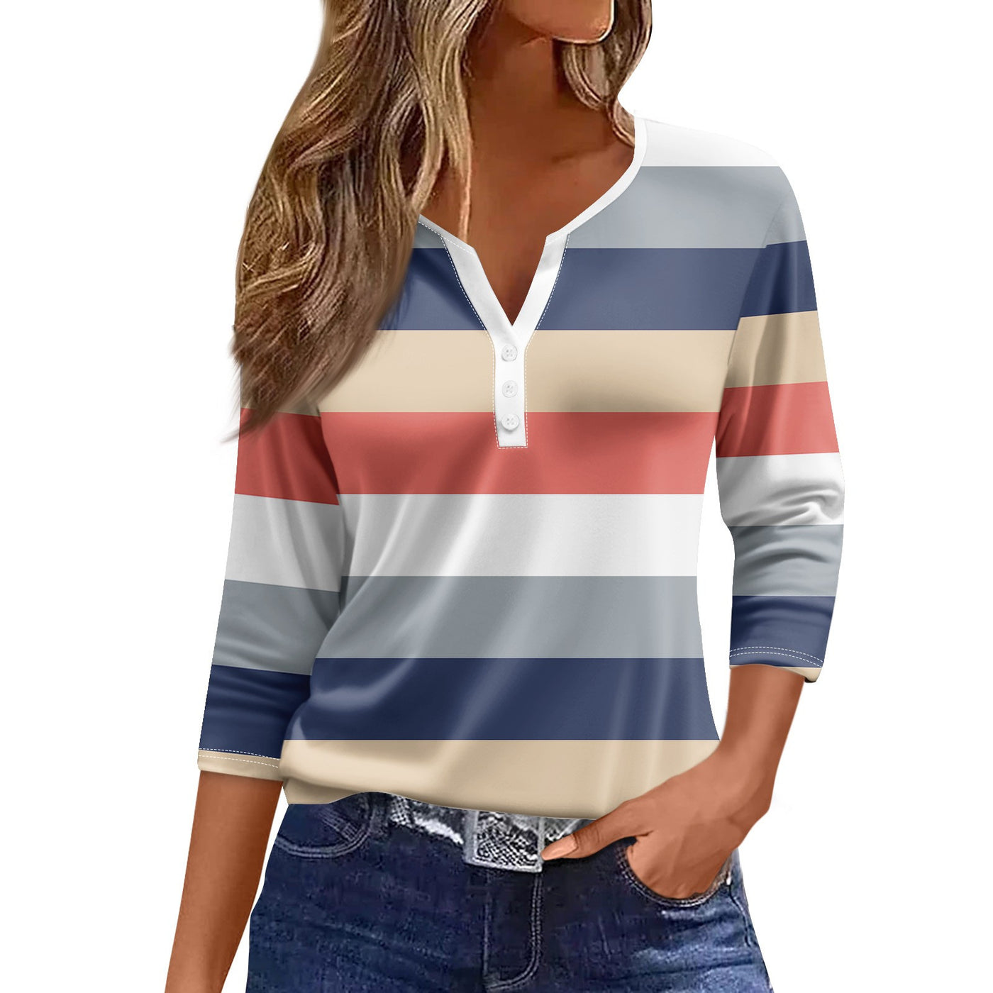 Brenda - Striped V-Neck Top 6
