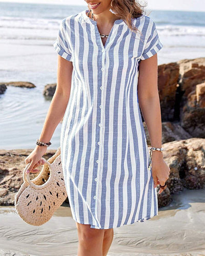 Martine – Elegant Striped Shirt Dress