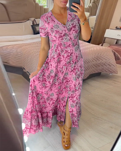 Maline - V-Neck Floral Dress