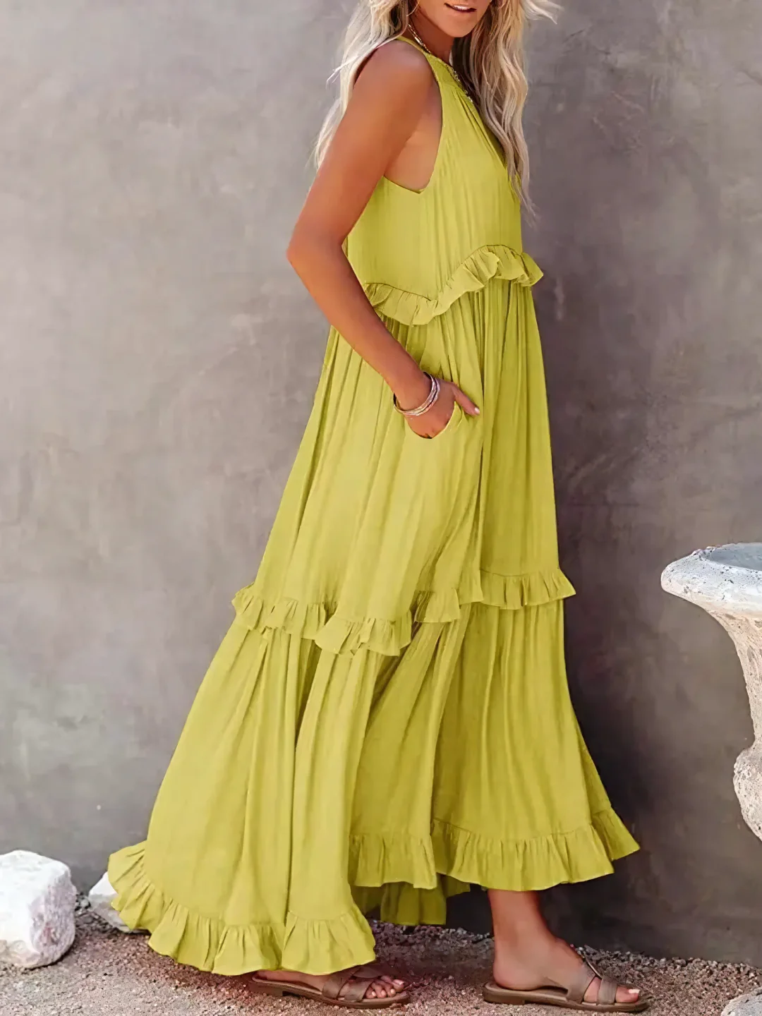 Azzura – Elegant Tiered Ruffle Maxi Dress