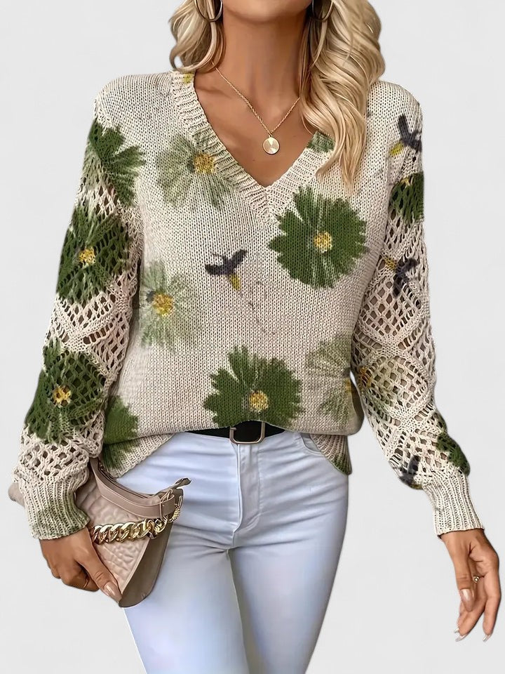 Avelora – Lightweight Floral Knit Sweater