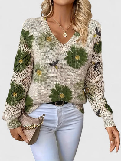 Avelora – Lightweight Floral Knit Sweater