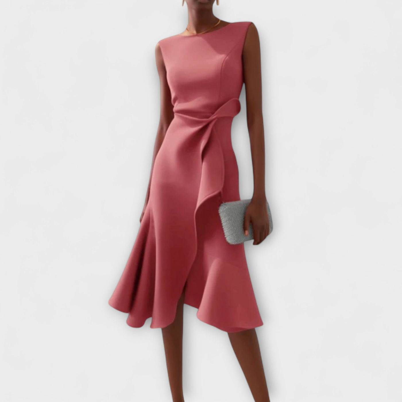 Noeline – Draped Asymmetrical Midi Dress