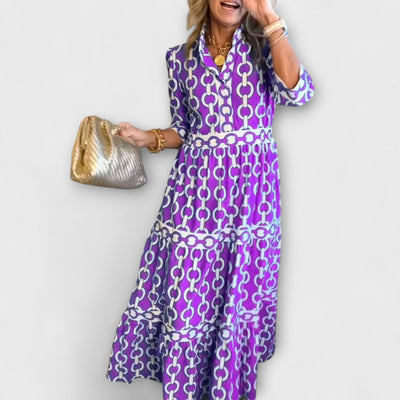 Elanora – Chain Print Shirt Midi Dress