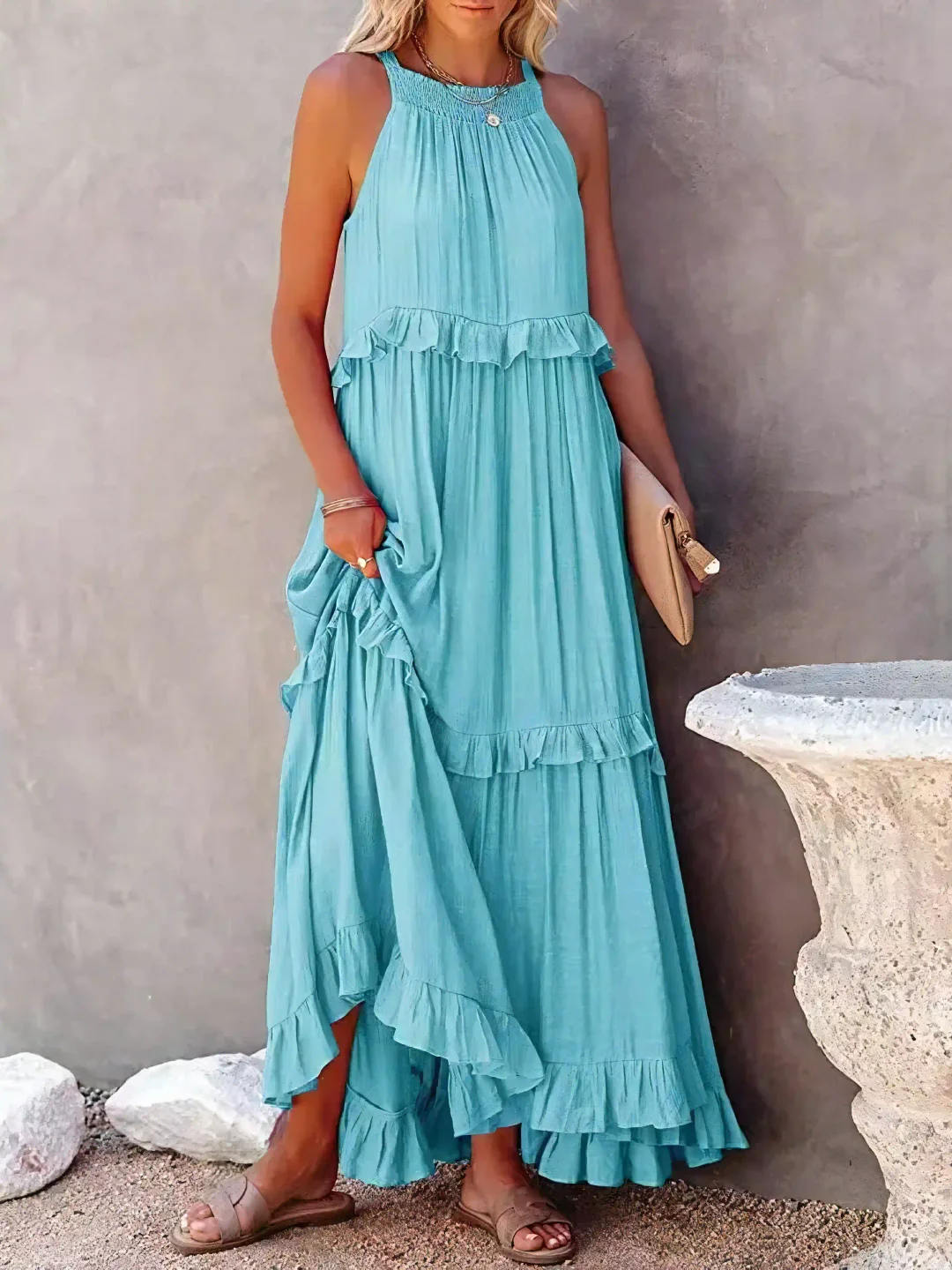 Azzura – Elegant Tiered Ruffle Maxi Dress
