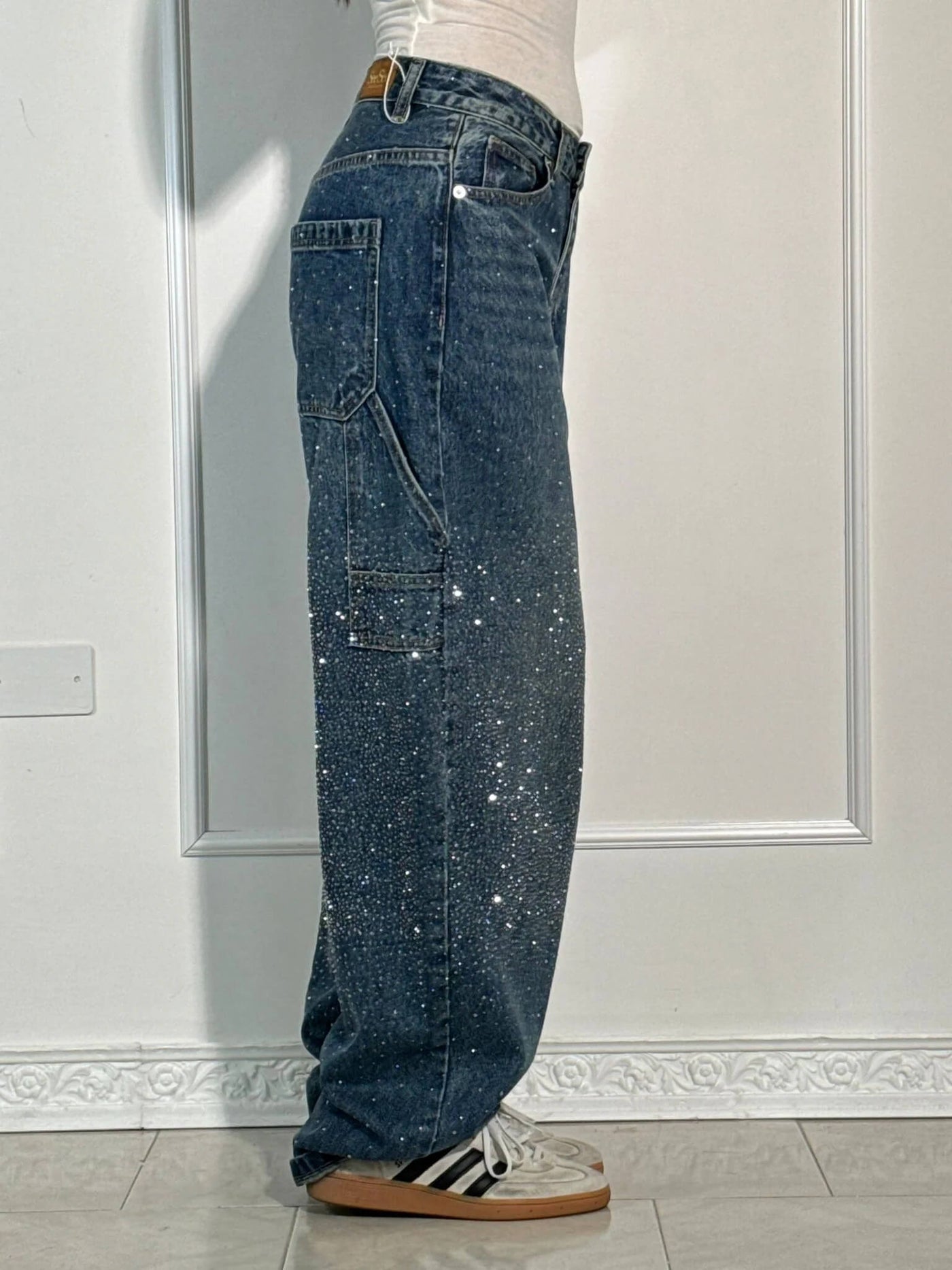 Amelda - Glitter Denim Pants
