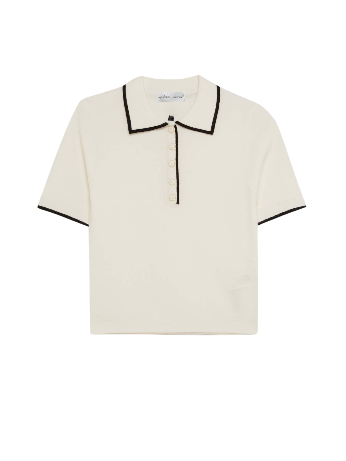 Nara - Contrast Trim Metal Button Knit Top