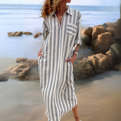 Joyce – Elegant Striped V-Neck Dress