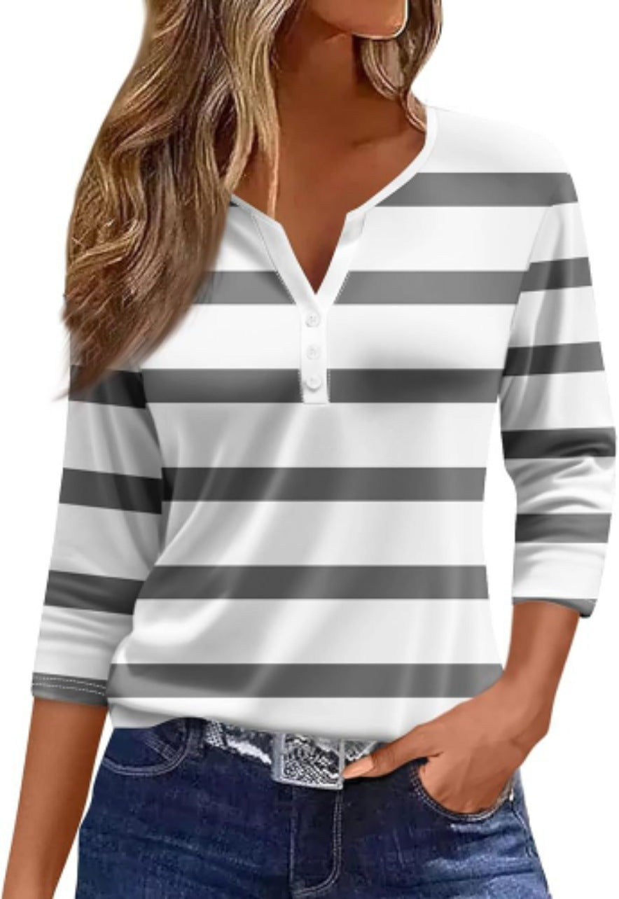 Brenda - Striped V-Neck Top 4