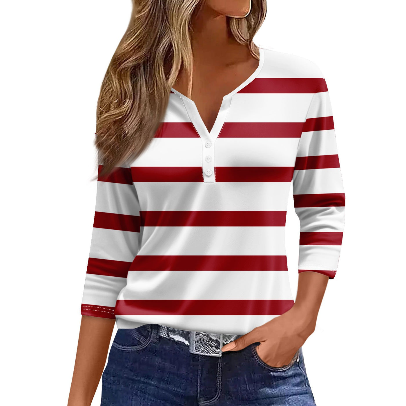 Brenda - Striped V-Neck Top
