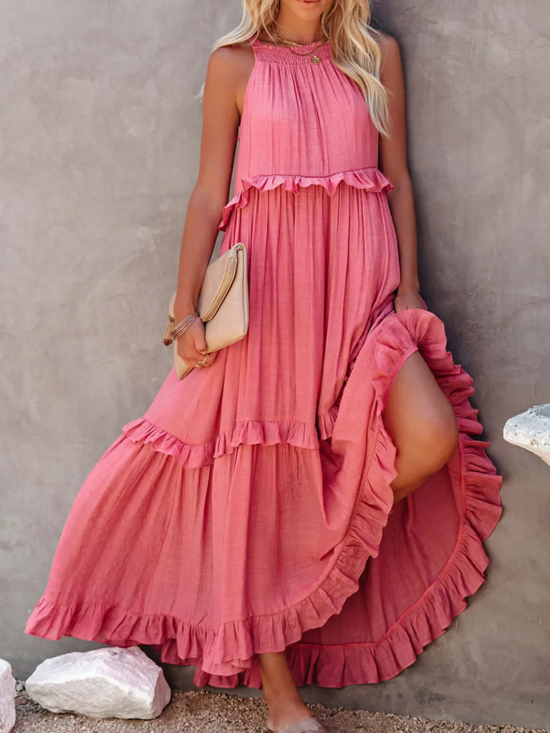 Azzura – Elegant Tiered Ruffle Maxi Dress