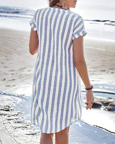 Martine – Elegant Striped Shirt Dress