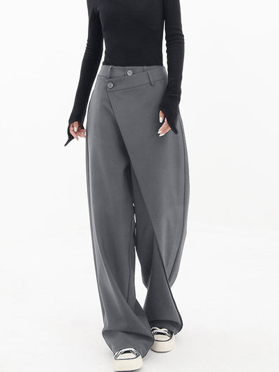 Ashley - Asymmetrical Layer Button Wide Leg Dress Pants
