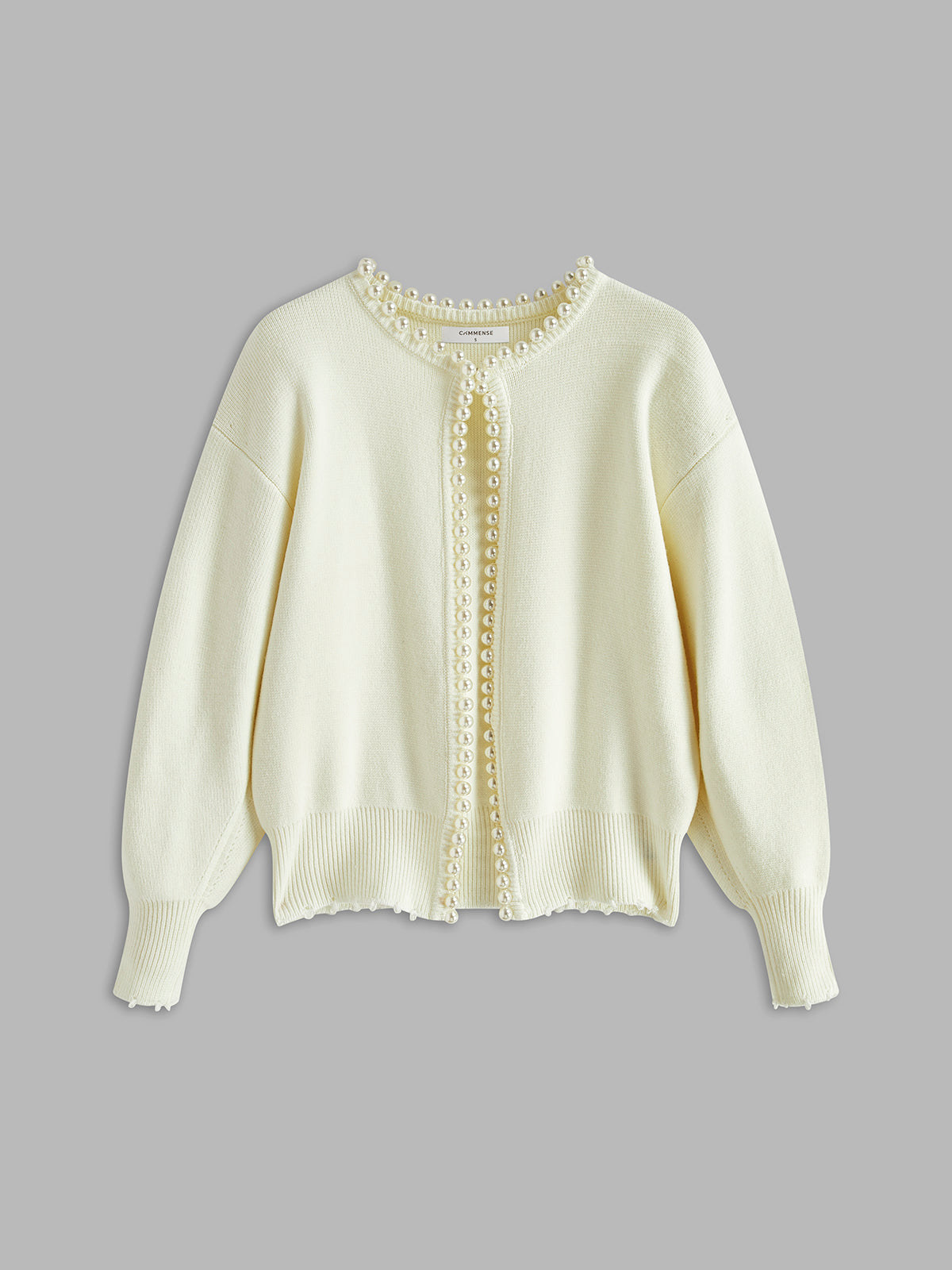 Pearla - Pearl Trim Ripped Hem Cardigan