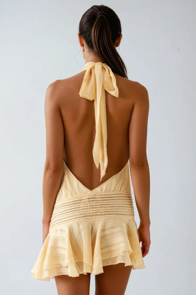 Barret - Halter Neck Ruffle Mini Dress