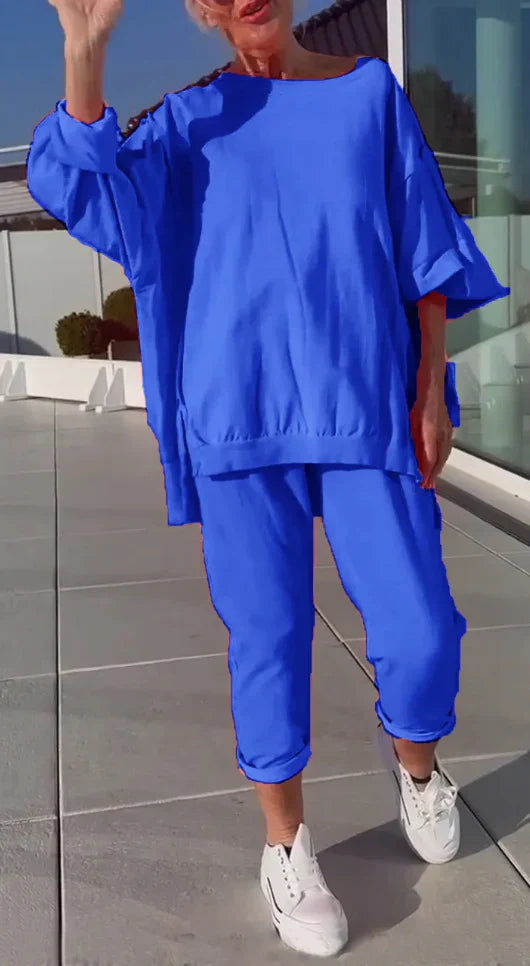 Angelina -  Round Neck Long Sleeved Top Set