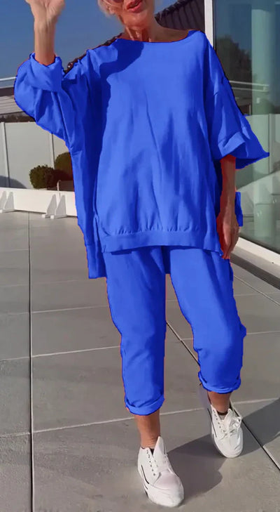 Angelina -  Round Neck Long Sleeved Top Set