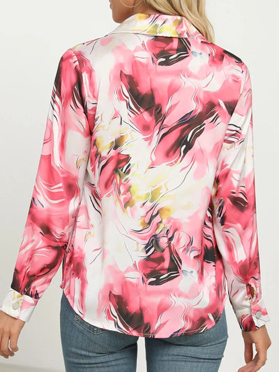 Lyssandra – Marble Satin Statement Blouse