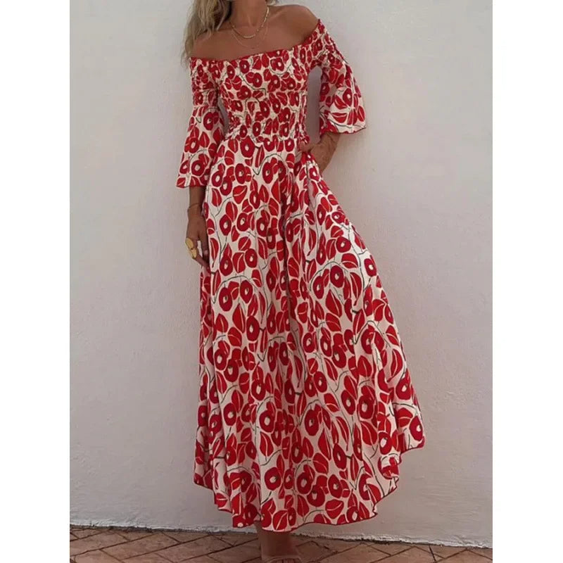 Lucya – Off-Shoulder Floral Smocked Maxi Dress