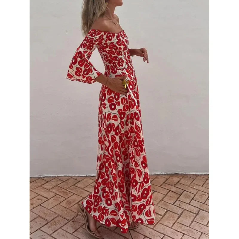 Lucya – Off-Shoulder Floral Smocked Maxi Dress