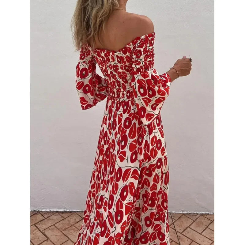 Lucya – Off-Shoulder Floral Smocked Maxi Dress