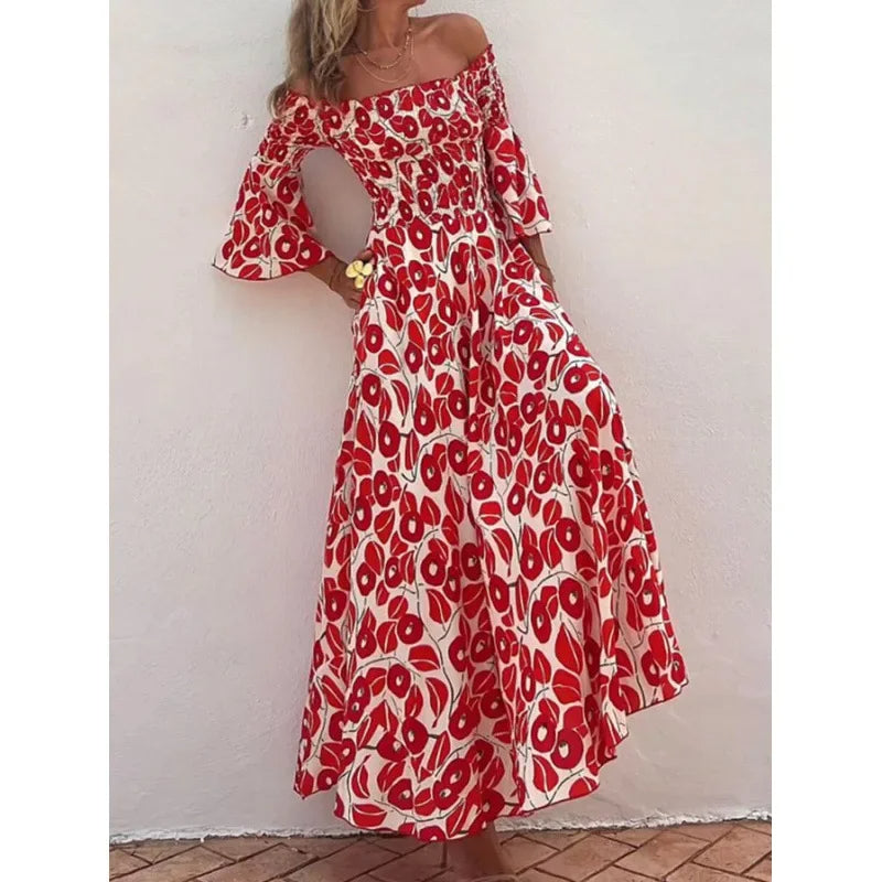 Lucya – Off-Shoulder Floral Smocked Maxi Dress