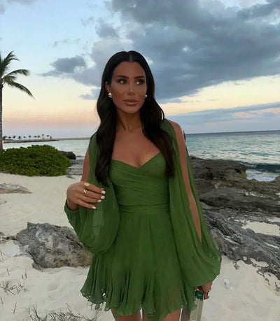 Lani - V-neck Off Shoulder Dress