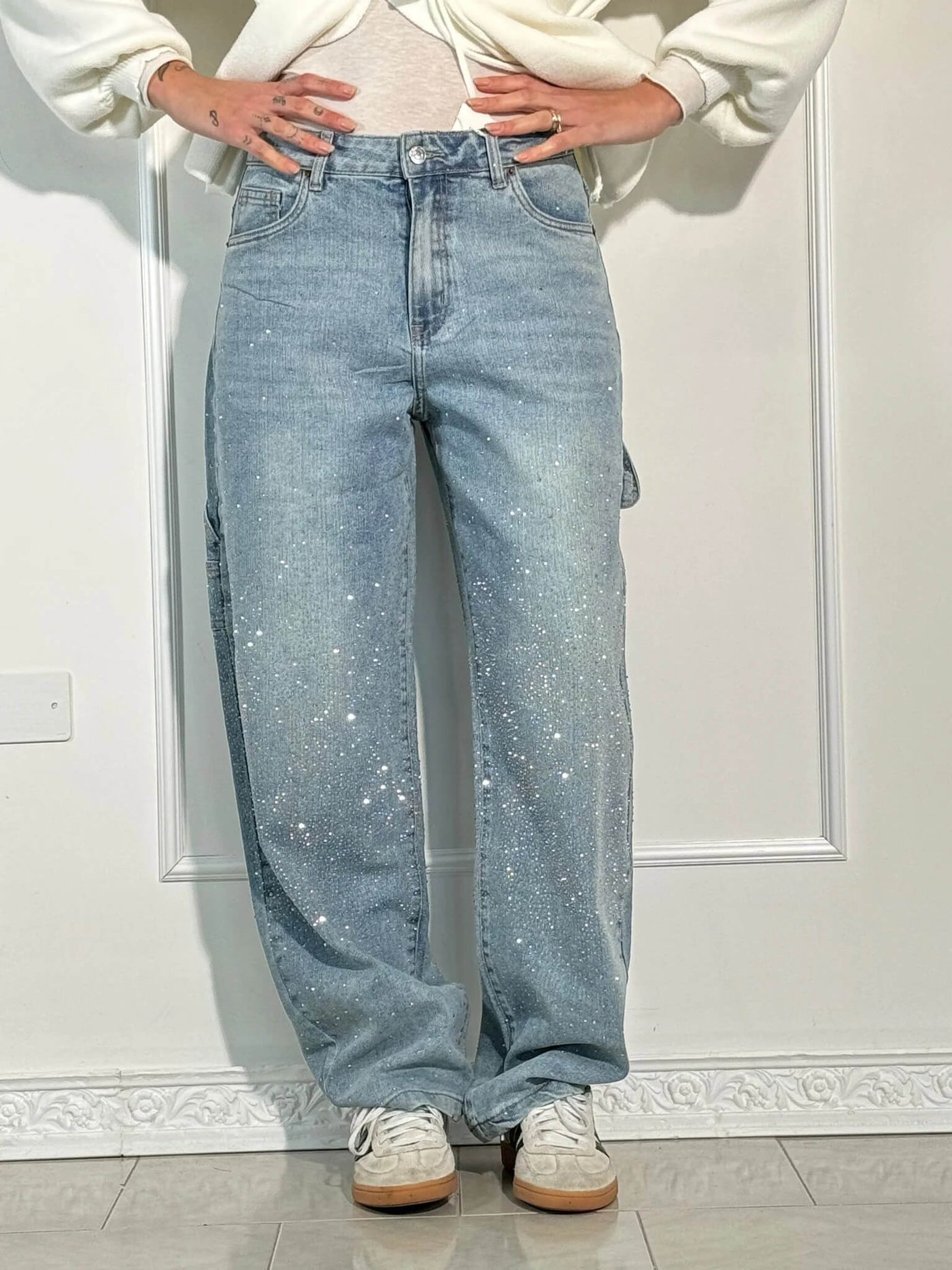 Amelda - Glitter Denim Pants