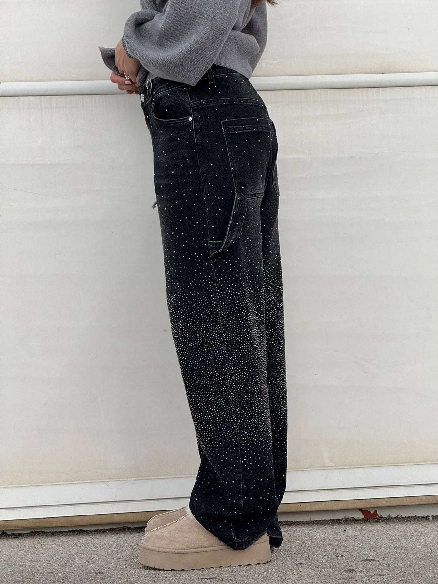 Amelda - Glitter Denim Pants