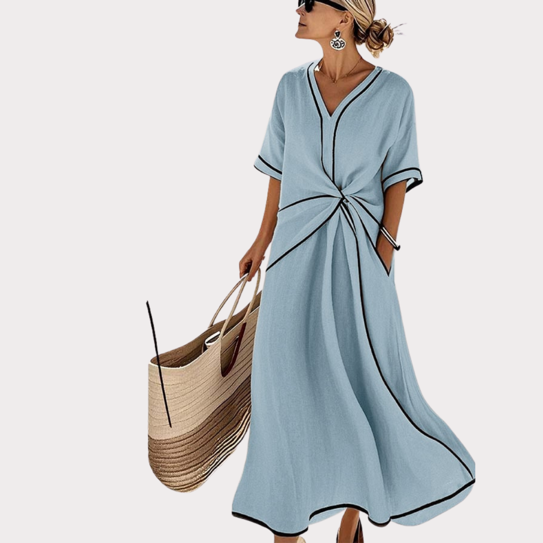 Calani – Coastal Twist Linen Maxi Dress