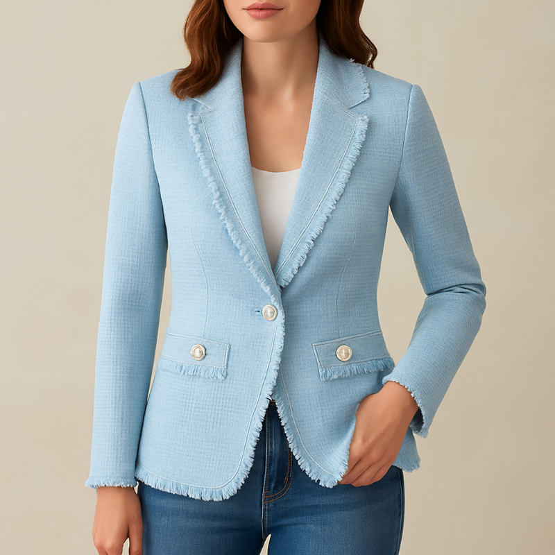Juliette – Textured Pearl Button Blazer