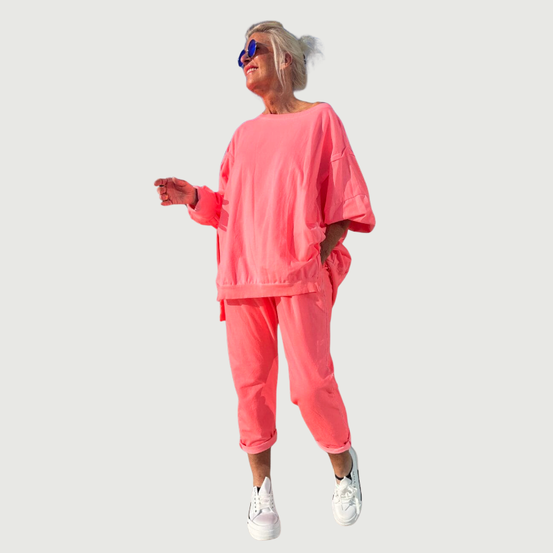 Angelina -  Round Neck Long Sleeved Top Set