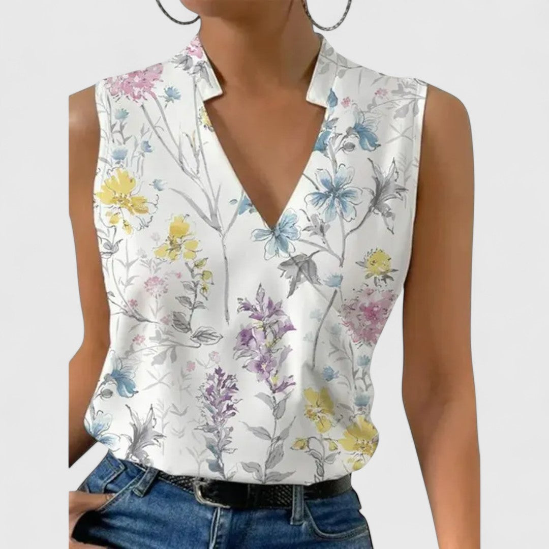 Brianna - Printed V-Neck Top