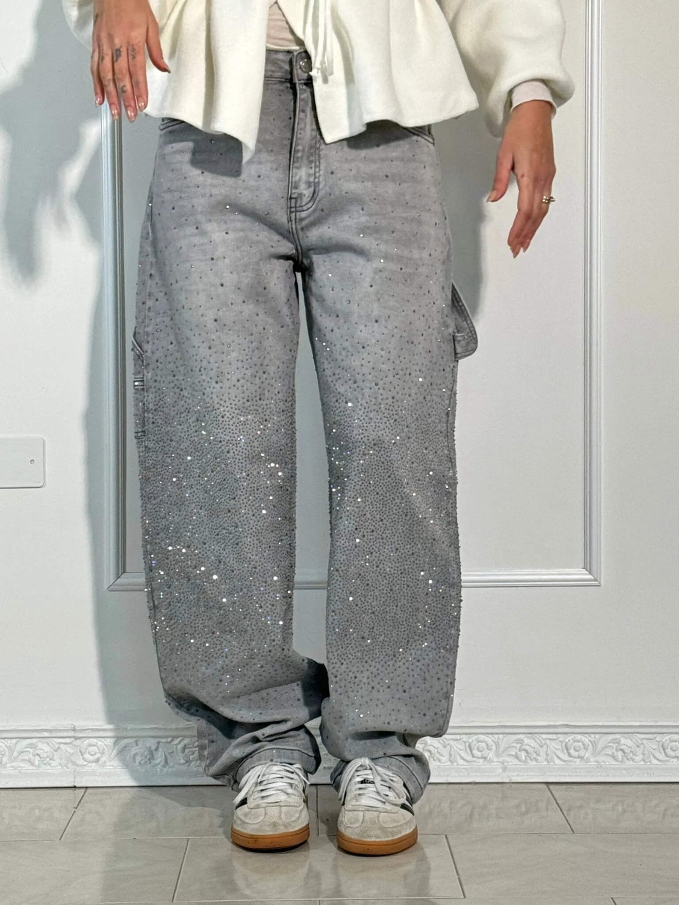 Amelda - Glitter Denim Pants