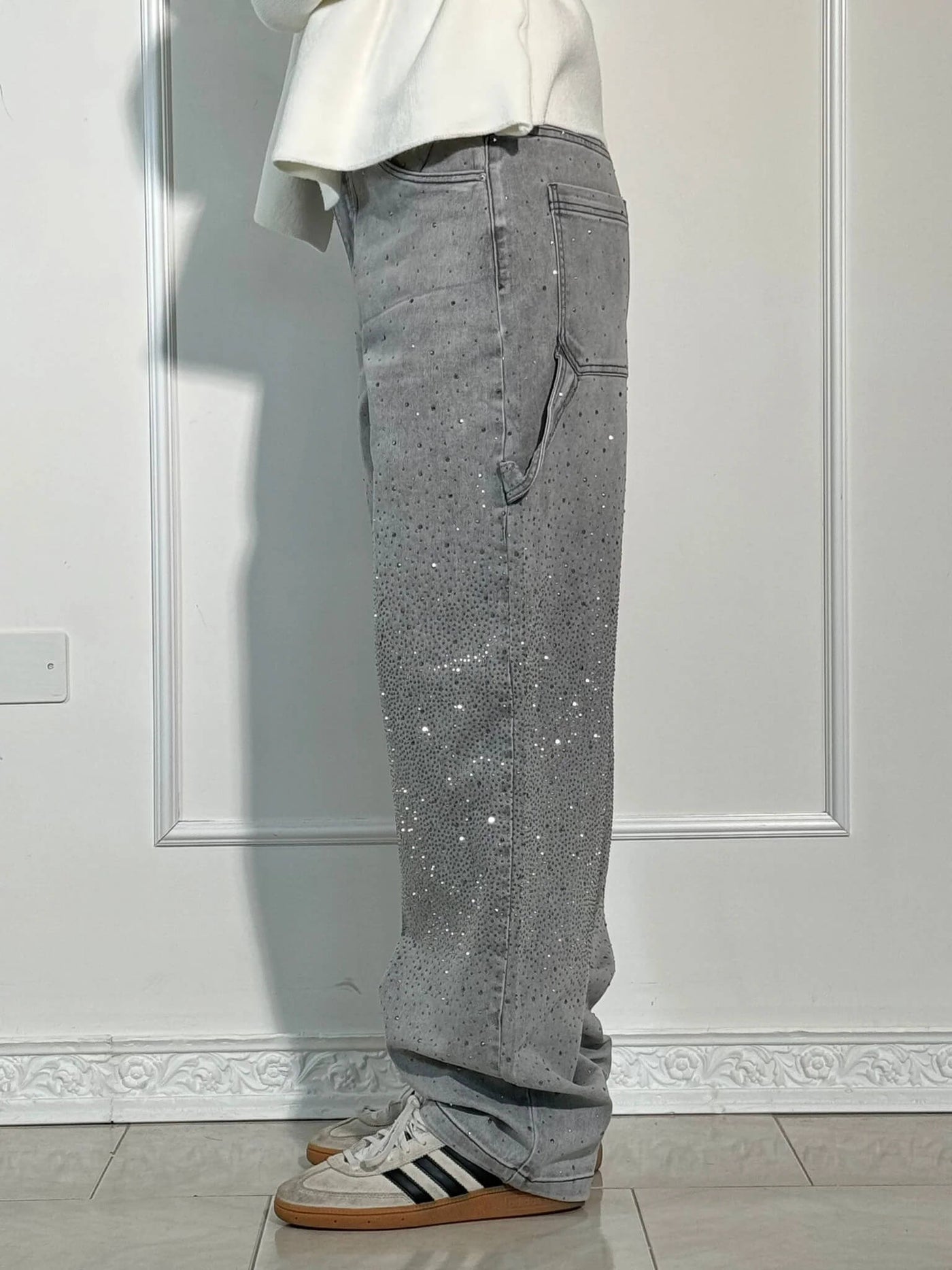 Amelda - Glitter Denim Pants