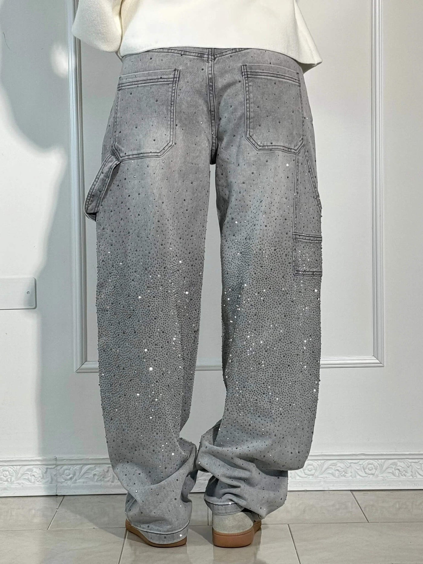 Amelda - Glitter Denim Pants