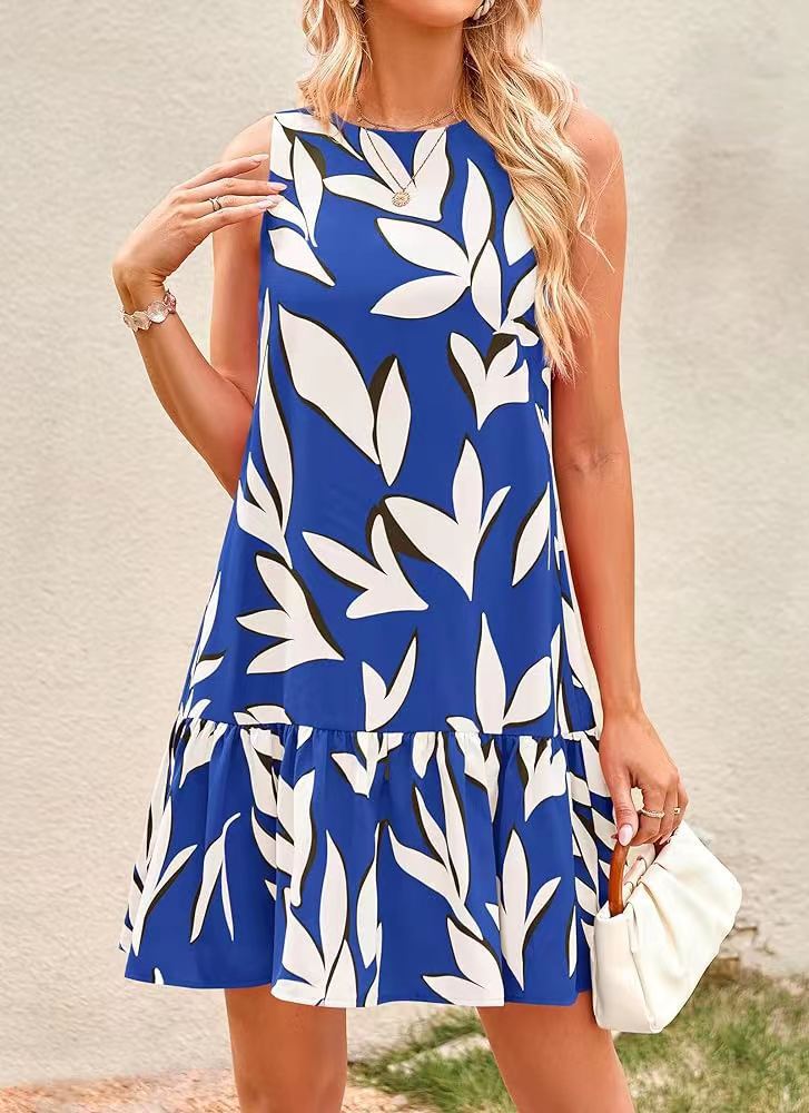 Holly – Abstract Drop Hem Dress