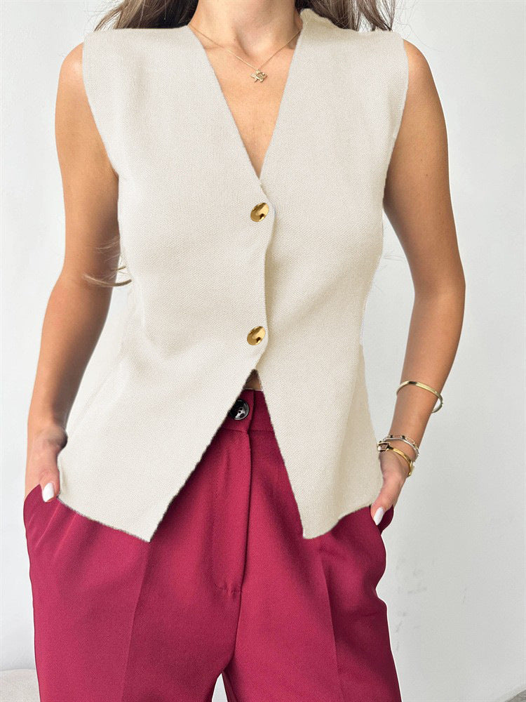 Kaylin – Sleeveless Button Peplum Top