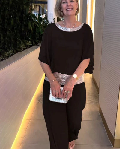 Margaret – Sequined Colorblock Two-Piece Set