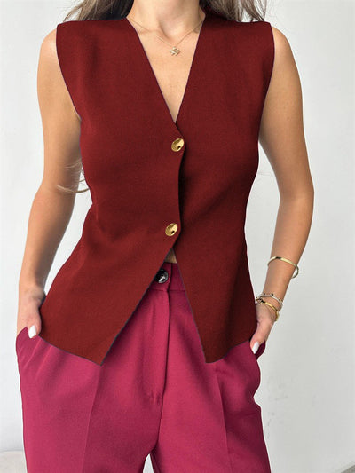 Kaylin – Sleeveless Button Peplum Top