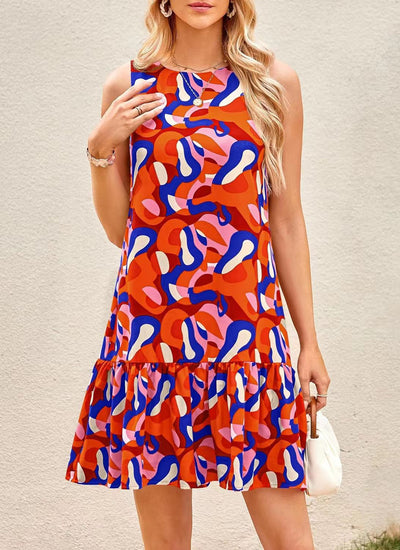 Holly – Abstract Drop Hem Dress