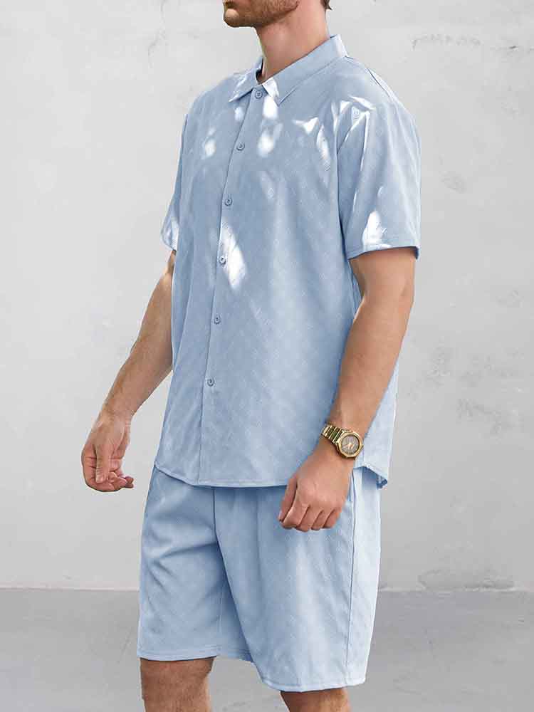 Christian - Casual Jacquard Shirt Shorts Set