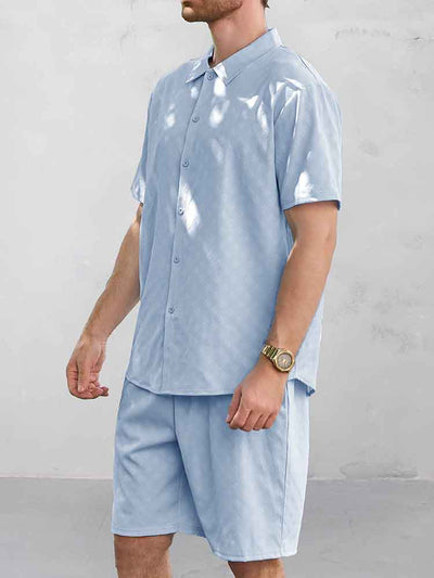Christian - Casual Jacquard Shirt Shorts Set