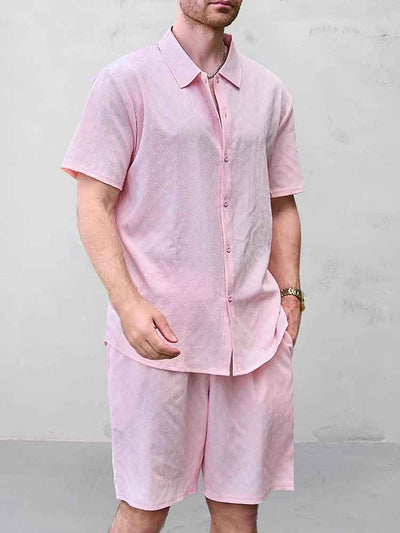 Christian - Casual Jacquard Shirt Shorts Set