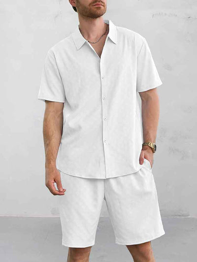 Christian - Casual Jacquard Shirt Shorts Set