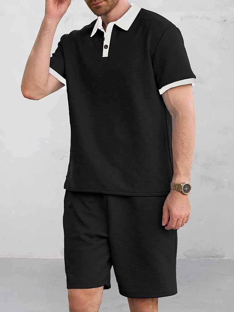 Ibrahim - Versatile Style Jacquard Polo Shirt Set