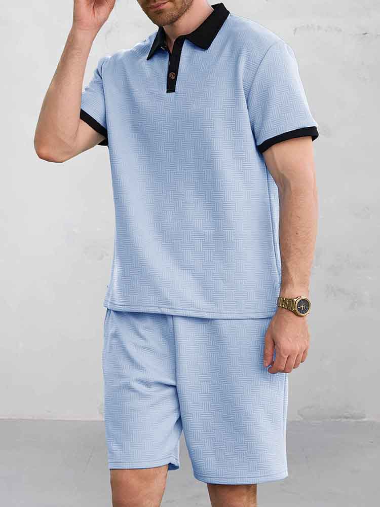 Ibrahim - Versatile Style Jacquard Polo Shirt Set