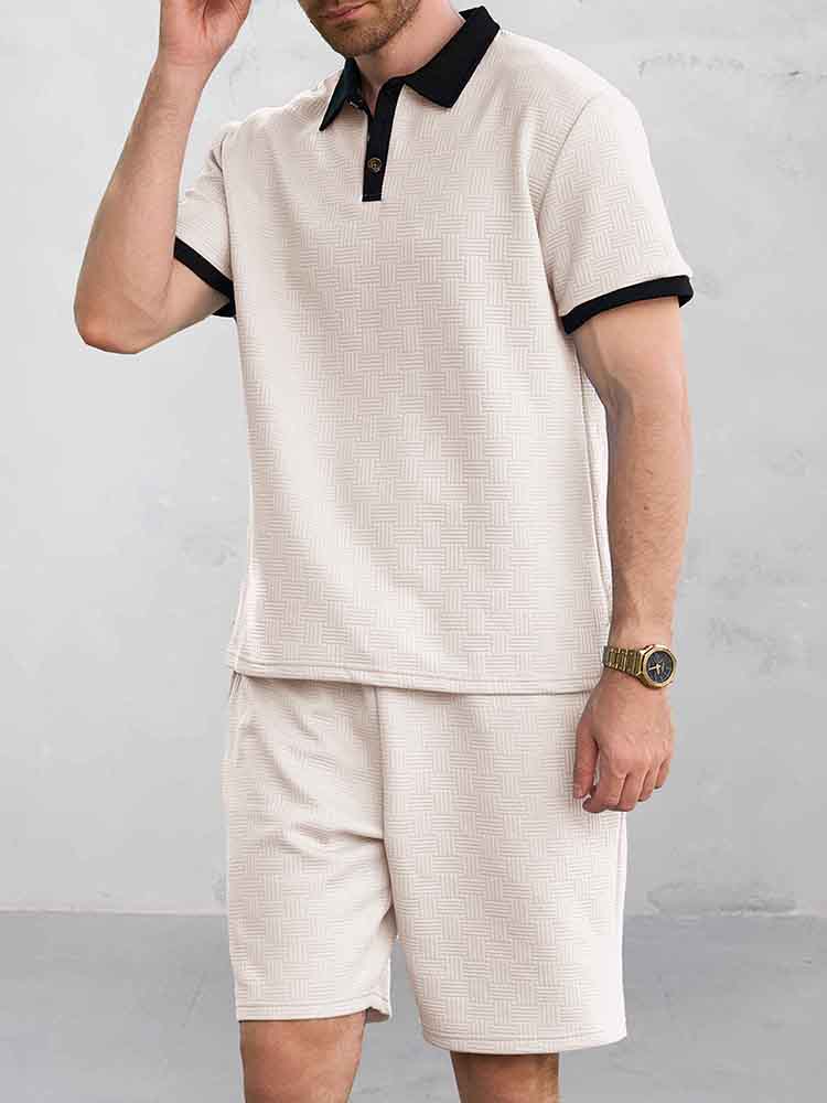 Ibrahim - Versatile Style Jacquard Polo Shirt Set