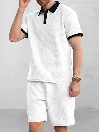 Ibrahim - Versatile Style Jacquard Polo Shirt Set
