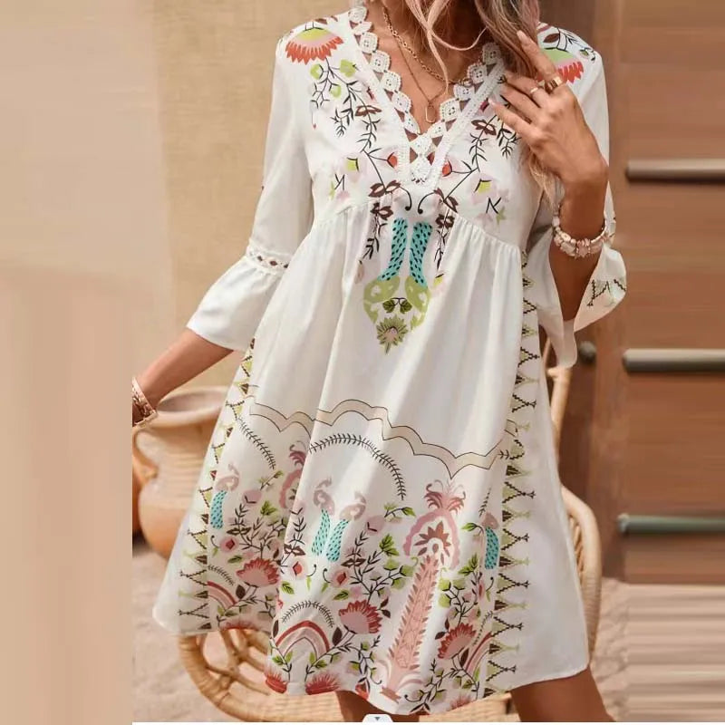Allisa - Artistic Boho Print Dress